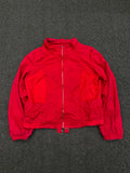 Red Lightweight Zip-Up Jacket with Ruffle Pocket Detail