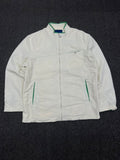 Vintage White Full Zip Lightweight Jacket with Green Trim