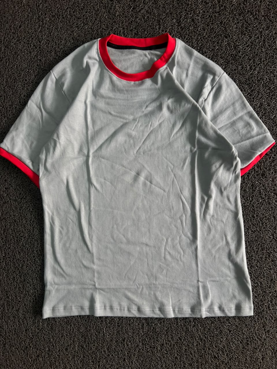 T-Shirt with Red Contrast Collar & Sleeve Trim