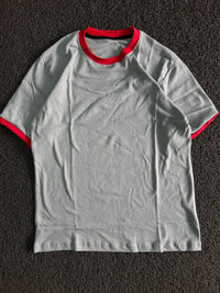 T-Shirt with Red Contrast Collar & Sleeve Trim
