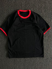 Black & Red Contrast Trim Crew Neck T-Shirt