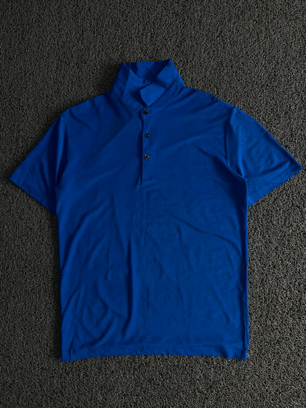 Mandarin Collar Henley T-Shirt – Short Sleeve Casual Cotton Tee