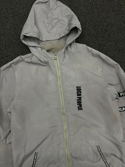 Grey Hooded Windbreaker Jacket – Full Zip Lightweight Streetwear