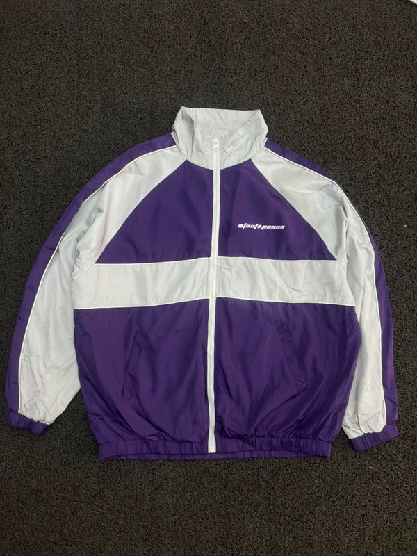 Vintage Purple & White Colorblock Track Jacket