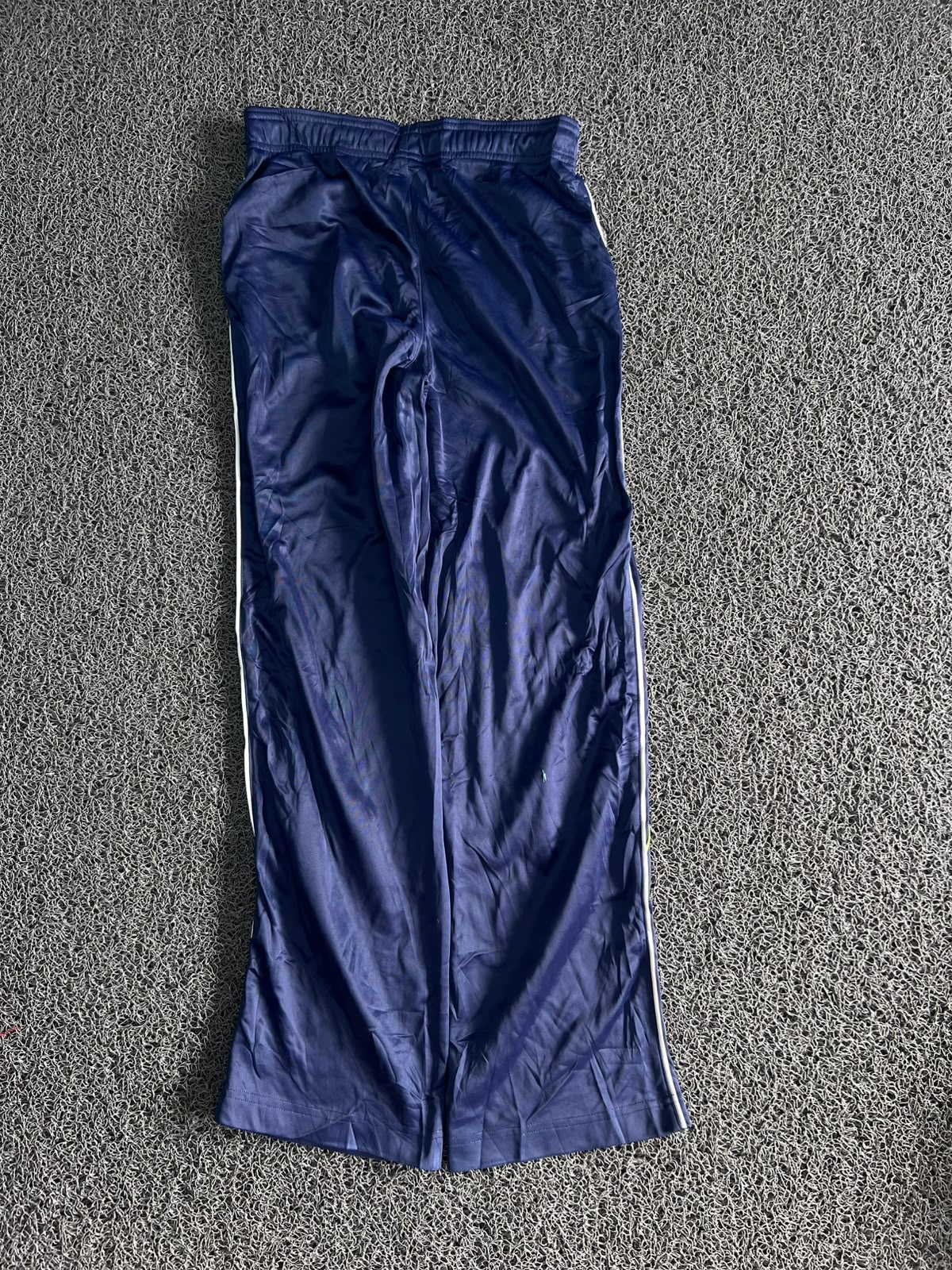 Vintage Navy Track Pants with Neon Side Stripe – Unisex Sportswear