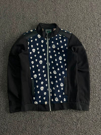 Skull Print Quilted Panel Zip-Up Jacket – ⚠️ Small Damage