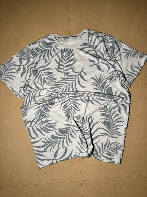 Palm Leaf All-Over Print Crew Neck T-Shirt
