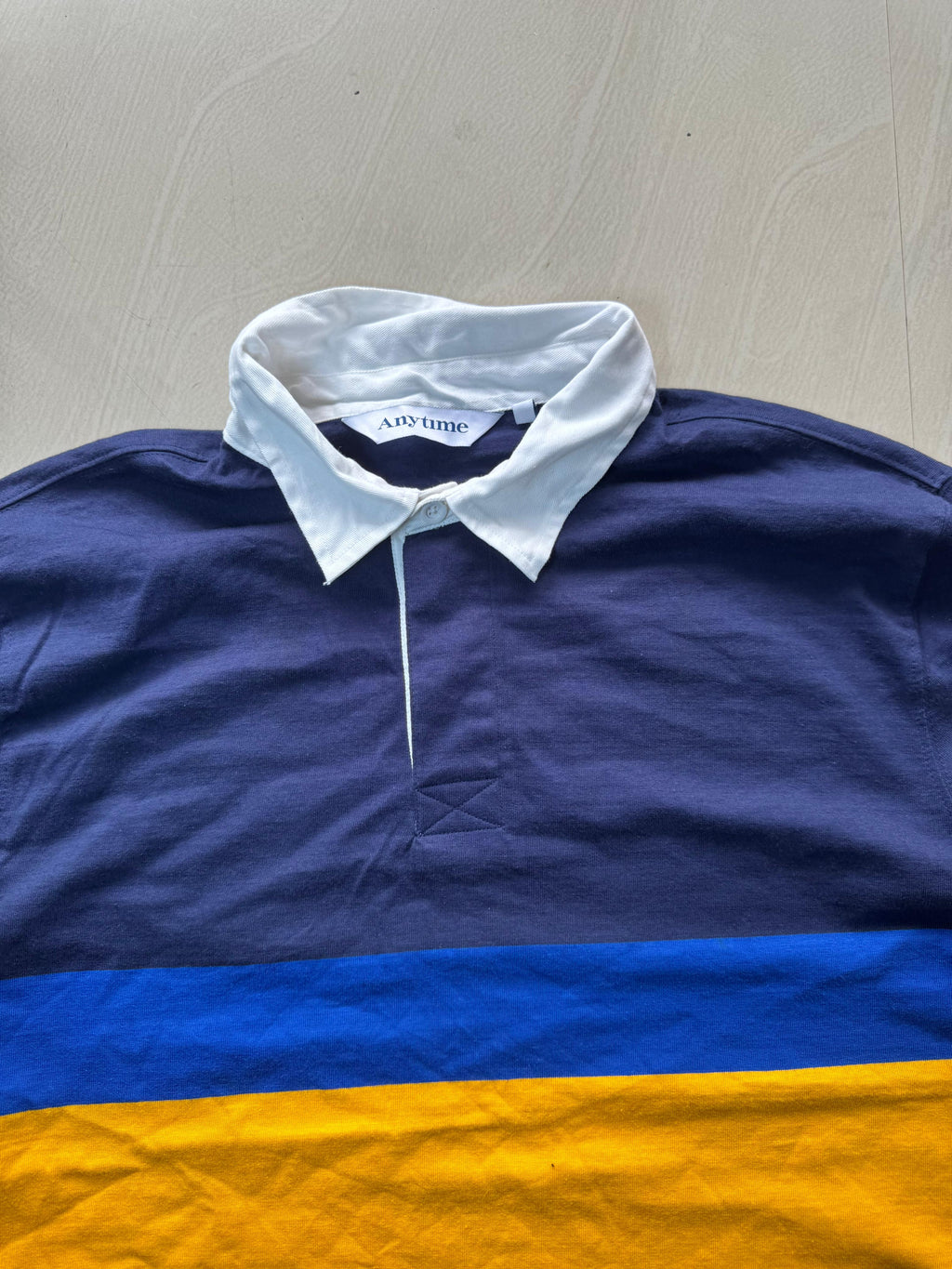 Oversized Full Sleeve Rugby Polo T-Shirt – Striped | Collar Neck