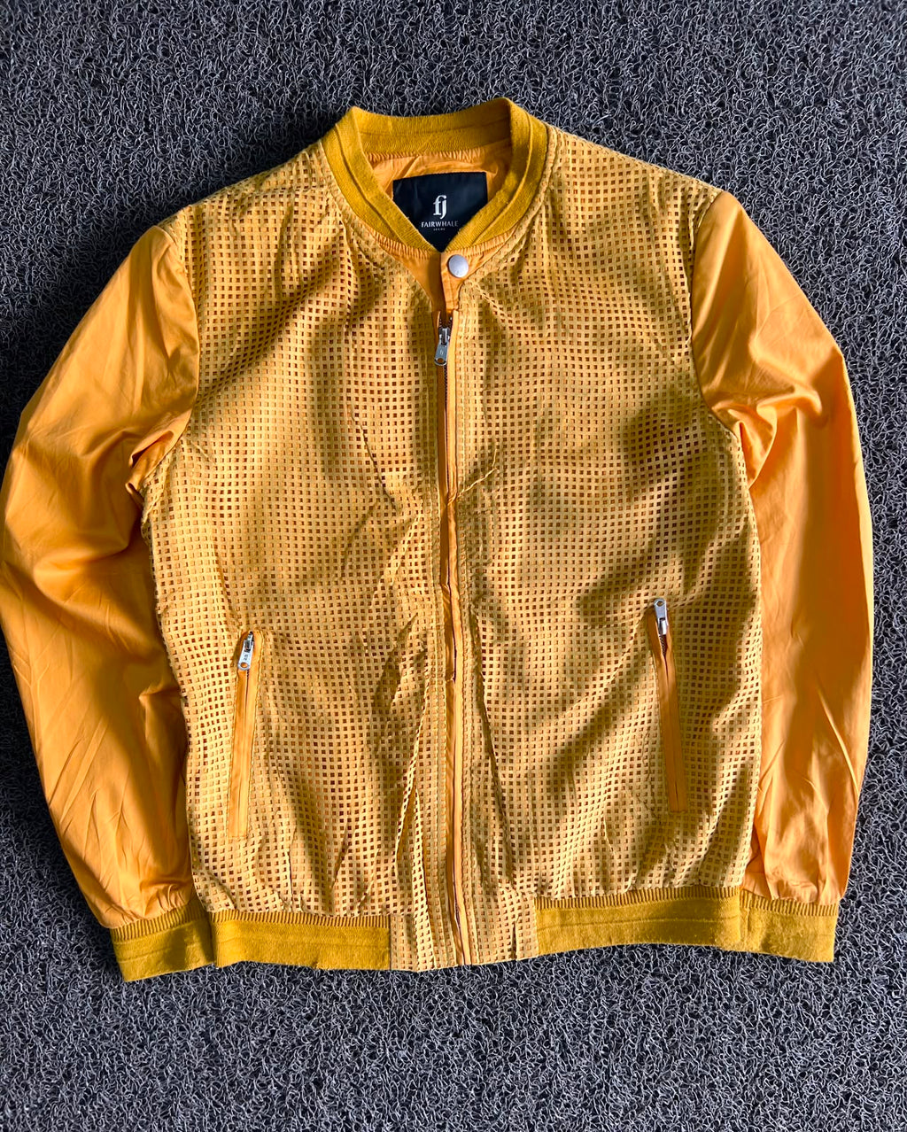 Fairwhale Yellow Mesh Bomber Jacket – Lightweight Zip-Up Casual Jacket