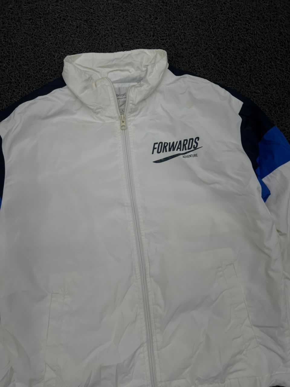 Forwards White & Blue Colorblock Windbreaker Jacket – Lightweight Full Zip Sports Jacket