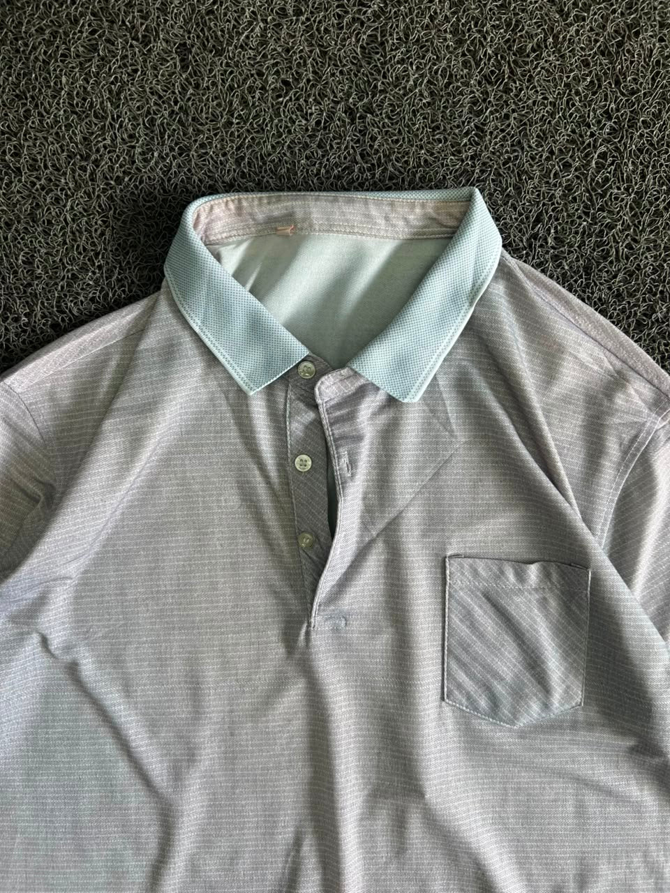 Textured Polo T-Shirt with Contrast Collar & Front Pocket