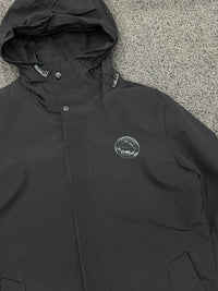Men's Black Hooded Waterproof Parka Jacket – Lightweight Windbreaker Rain Coat