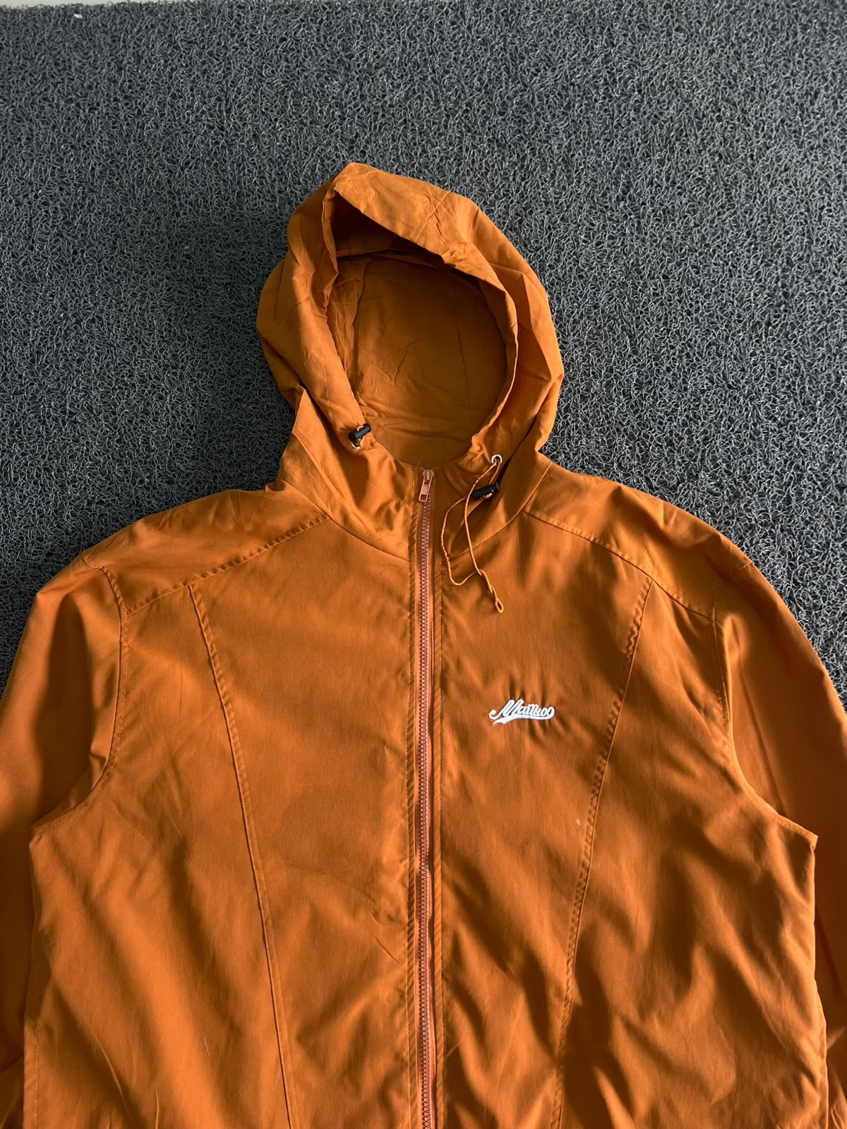 Orange Hooded Windbreaker Jacket | Lightweight Full-Zip Outdoor Jacket
