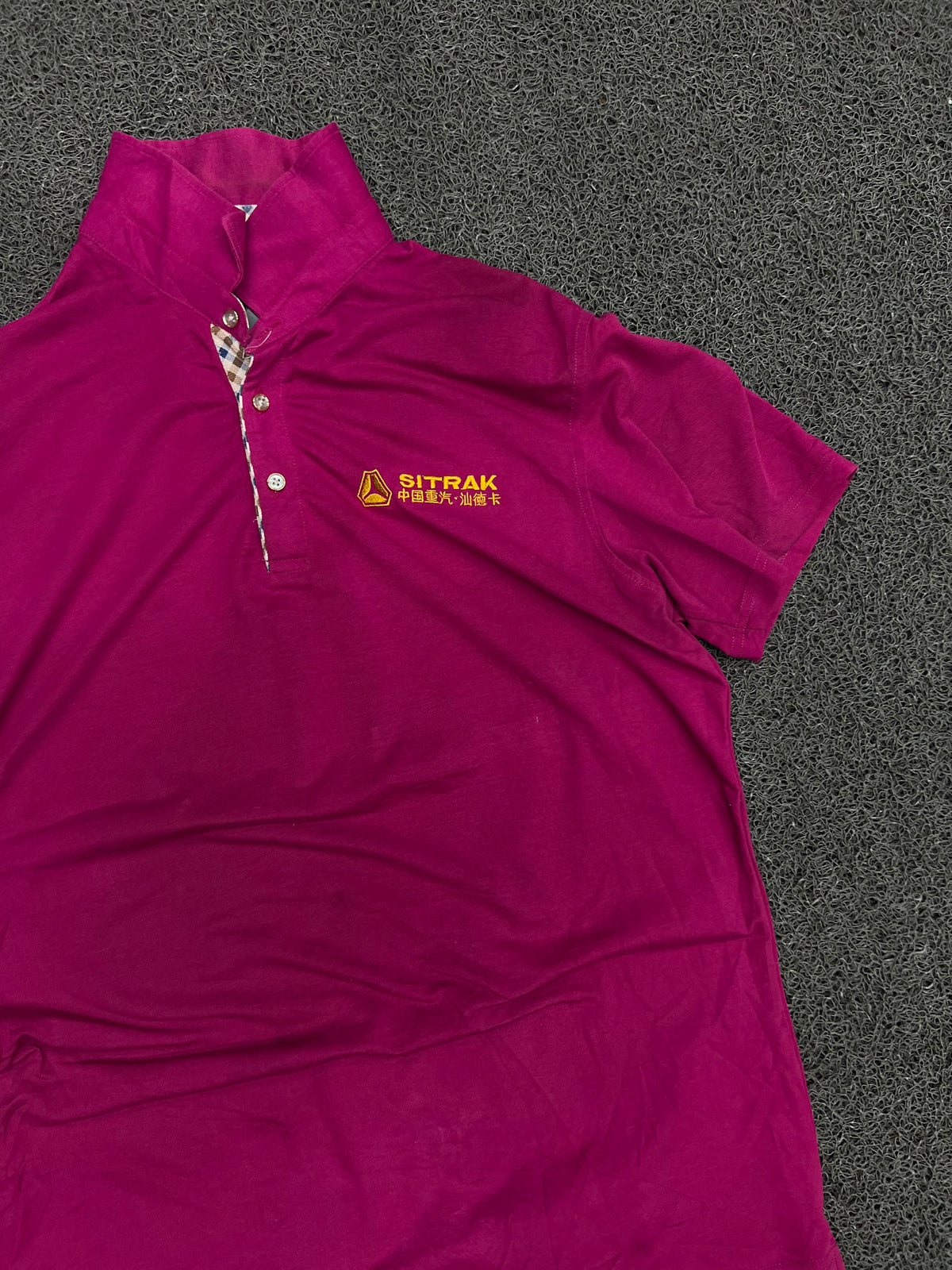 Men’s Polo T-Shirt with Mandarin Collar & Embroidered Logo
