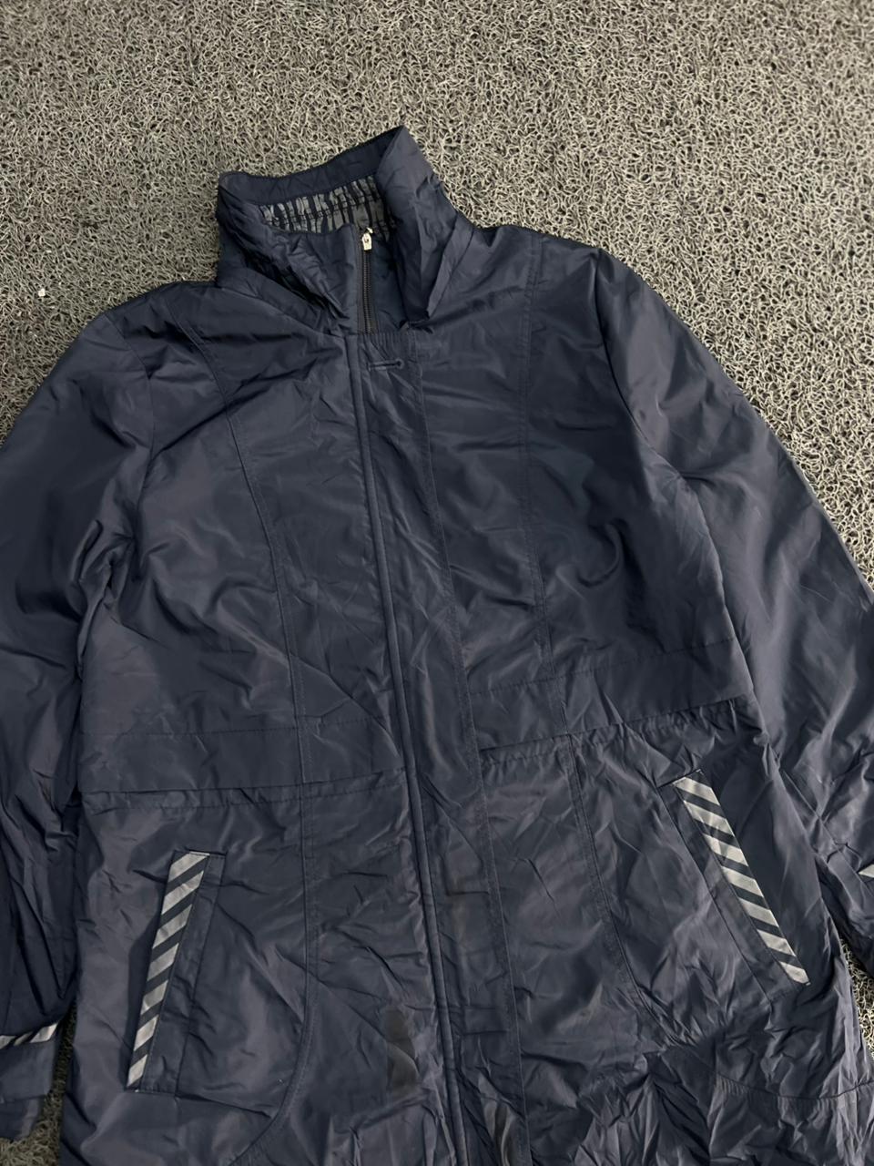 Navy Blue Lightweight Zip-Up Jacket with Reflective Detail Stripes