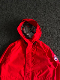 Vintage Red Hooded Utility Jacket ⚠️ Small Stains