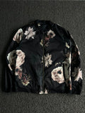Black Floral Print Bomber Jacket