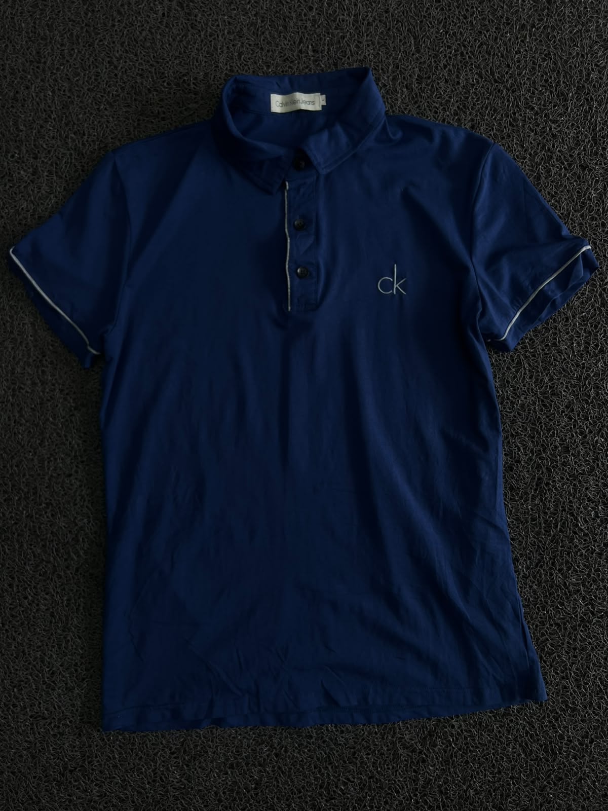 Calvin Klein Blue Polo T-Shirt with Contrast Piping
