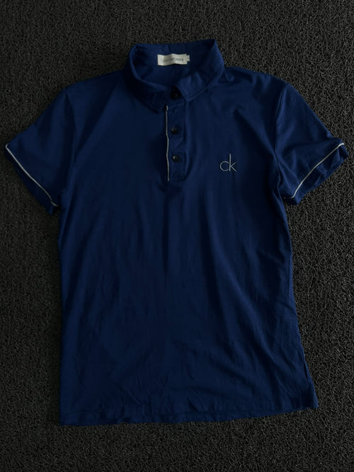 Calvin Klein Blue Polo T-Shirt with Contrast Piping