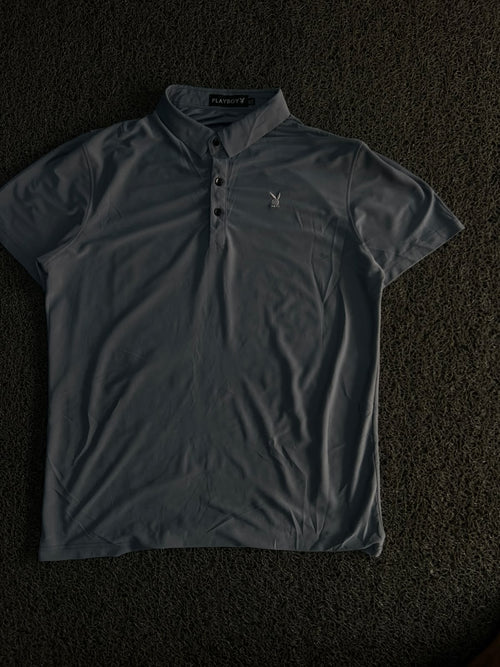 Playboy Polo T-Shirt with Button Placket & Embroidered Logo