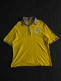 Vintage Yellow Polo T-Shirt with Check Collar | Retro Korean Style