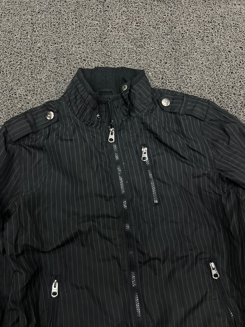 Vintage  Pinstripe Bomber Jacket – Full Zip Casual Streetwear