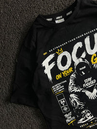Black “Focus on Your Goals” Motivational Graphic T-Shirt