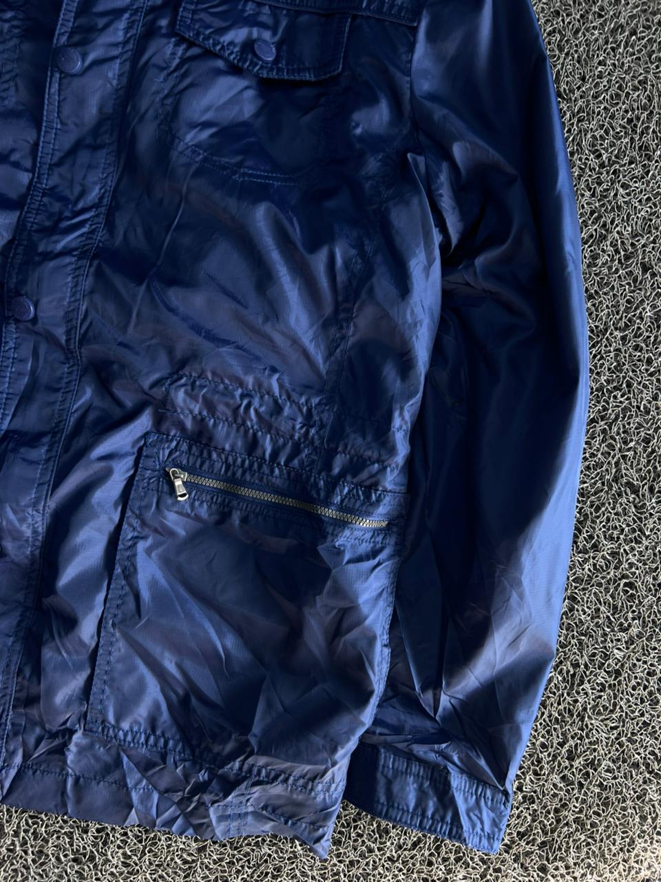 Vintage Navy Lightweight Utility Jacket – Full Zip Snap Front Windbreaker