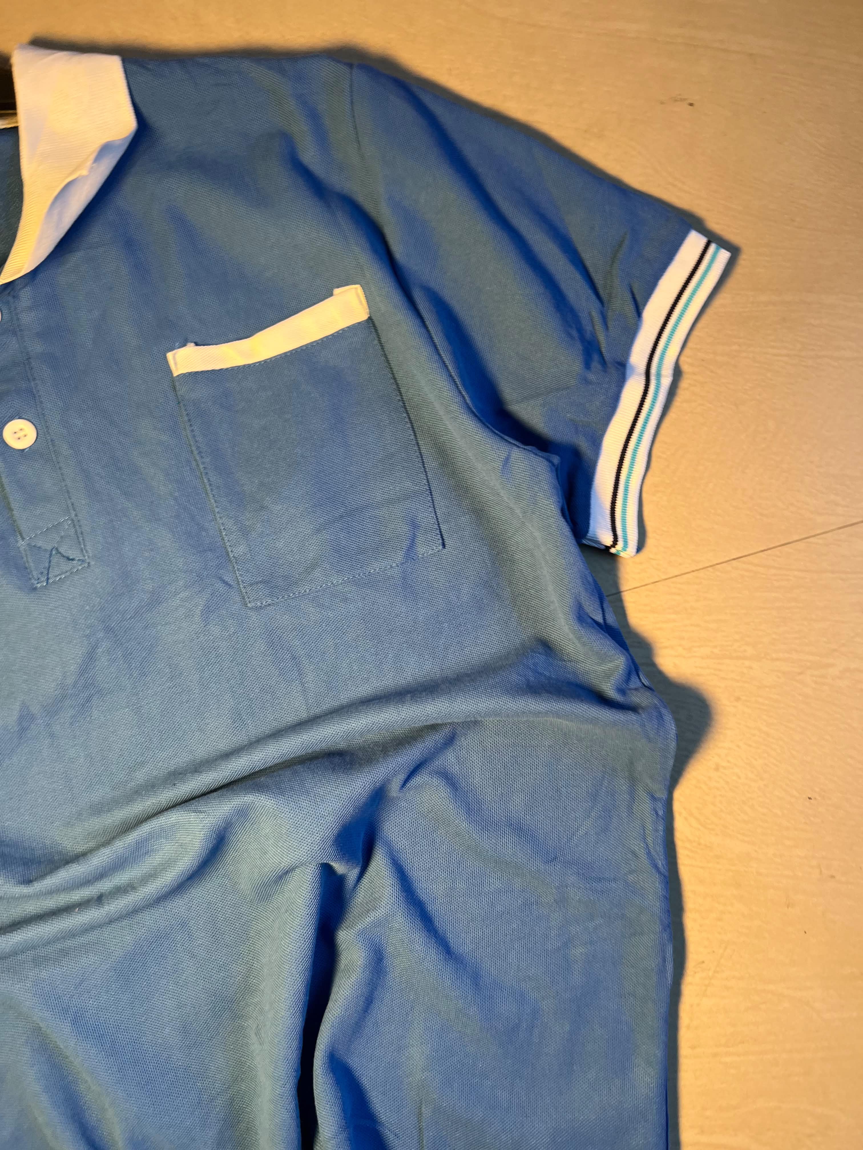 Vintage Blue Schoolhouse Polo T-Shirt