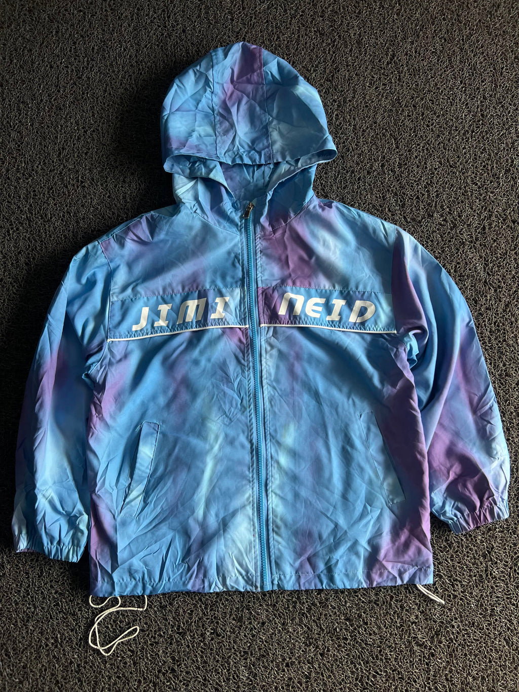 Men's Blue & Purple Tie-Dye Hooded Windbreaker Jacket | Lightweight Zip-Up