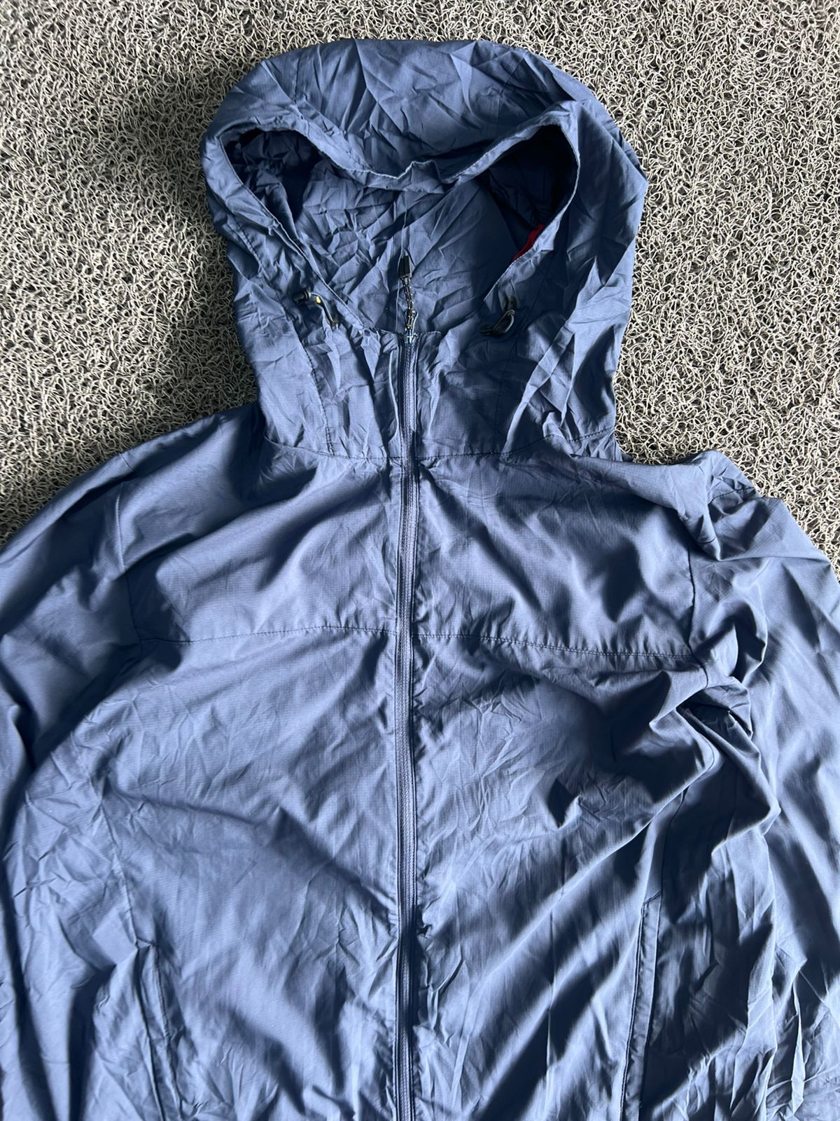 Vintage Blue Lightweight Hooded Windbreaker Jacket