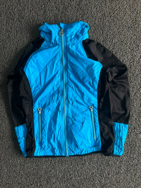 Vintage Blue & Black Color Block Windbreaker Jacket