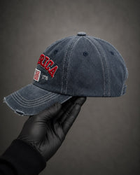 Vintage America Embroidered Distressed Denim Cap