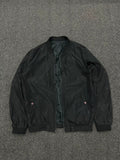 Black Bomber Jacket – Minimal Print | ⚠️ No Zip | Small Scratch
