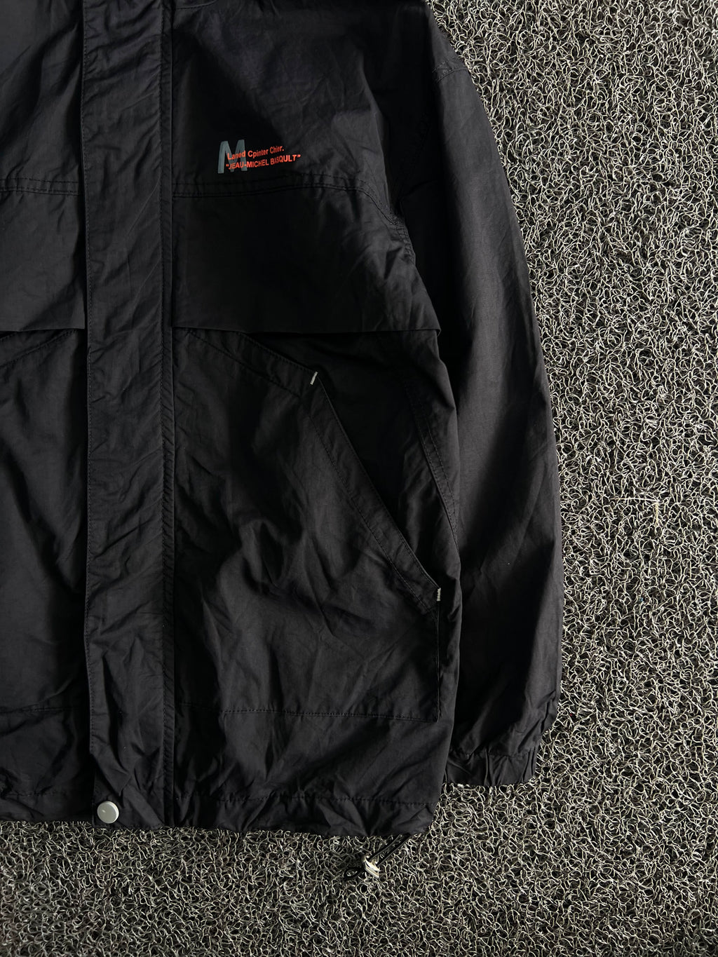 Black Hooded Outdoor Windbreaker Jacket – Lightweight Utility Zip-Up