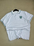 Vintage White School Polo T-Shirt with Embroidered Crest