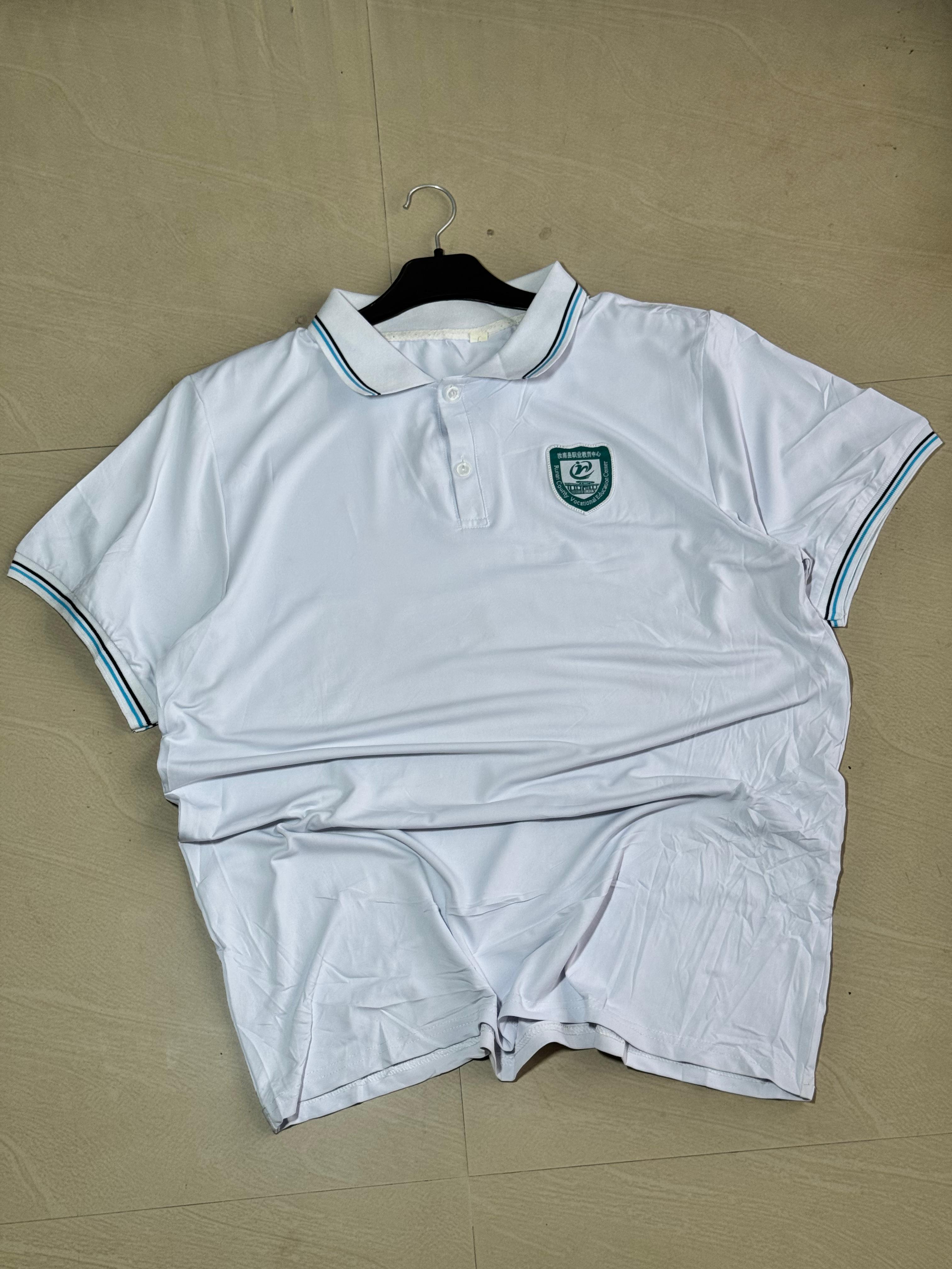 Vintage White School Polo T-Shirt with Embroidered Crest