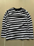 Men's Oversized Black & White Stripe Full Sleeve Round Neck T-Shirt