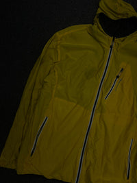 Mustard Yellow Hooded Lightweight Windbreaker Jacket with Zip Pockets