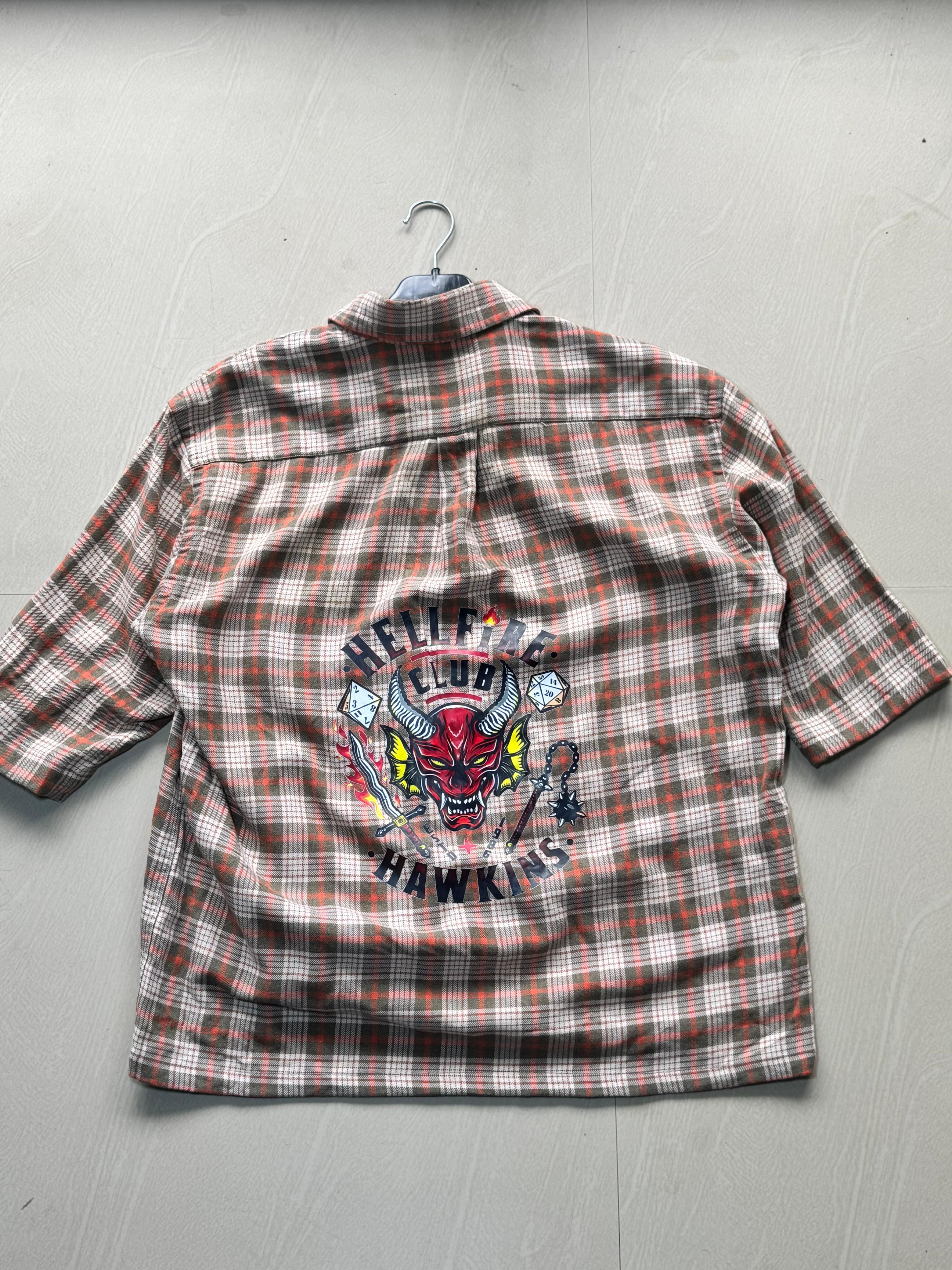 Hellfire Club Hawkins Oversized Boxy Check Shirt