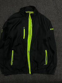 Black Lightweight Outdoor Jacket with Neon Green Zips & Multiple Pockets ⚠️ No Zip