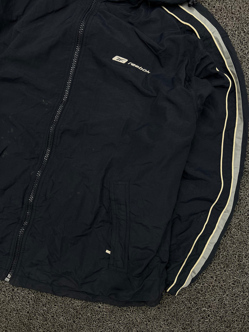 Vintage Reebok Black Hooded Windbreaker Jacket – Unisex