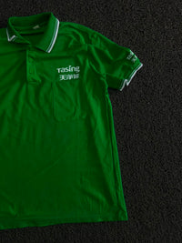 Green Contrast Collar Polo T-Shirt with Chest Pocket