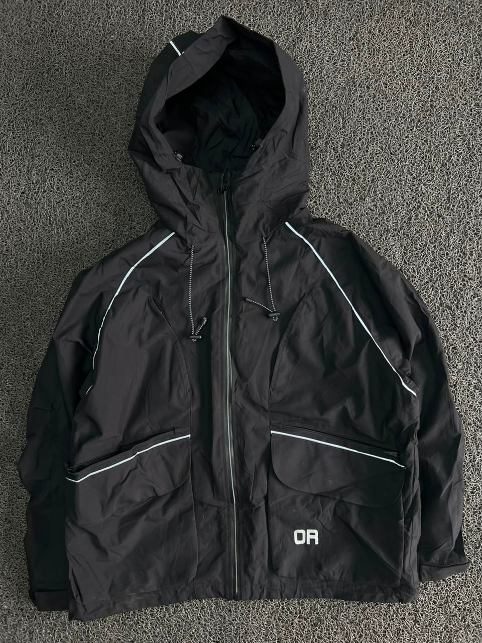 Outdoor Research (OR) Hooded Utility Shell Jacket – Reflective Trim, Multi-Pocket Windbreaker