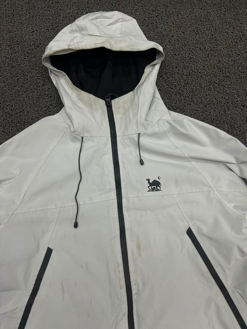 Vintage White Hooded Outdoor Shell Jacket – Full Zip Windbreaker | Lightweight Utility Jacket ⚠️ Light Marks