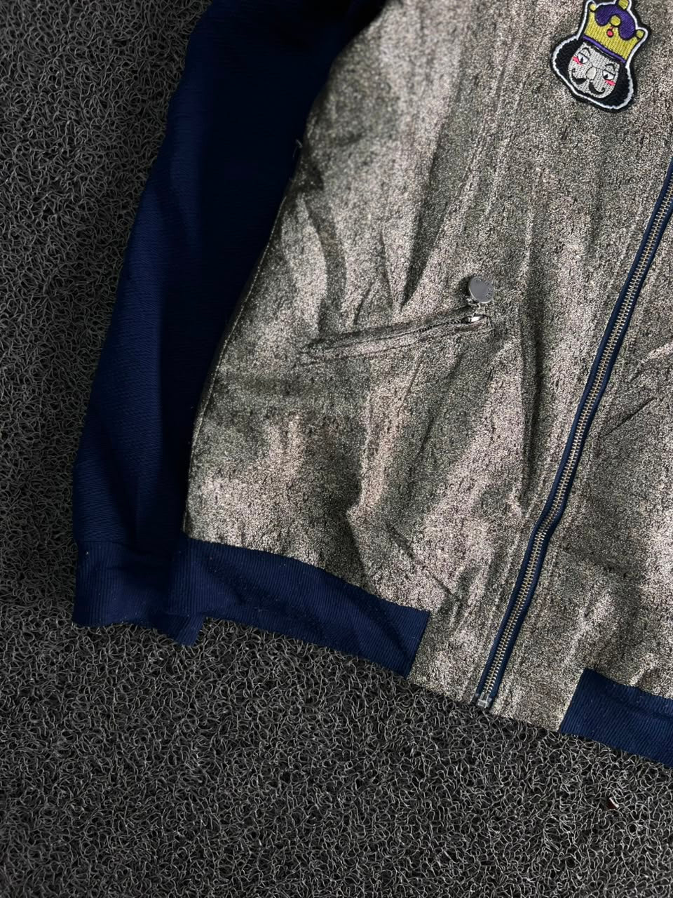 Bomber Jacket – Crown Patch Zip-Up Casual Jacket