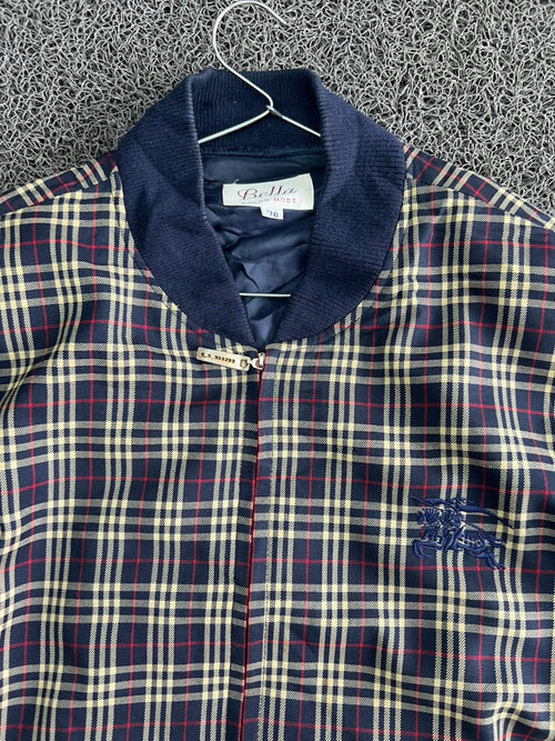Vintage Plaid Bomber Jacket – Check Lightweight Zip-Up Jacket