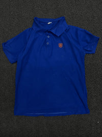 Blue Short Sleeve Polo T-Shirt with Embroidered Crest Logo