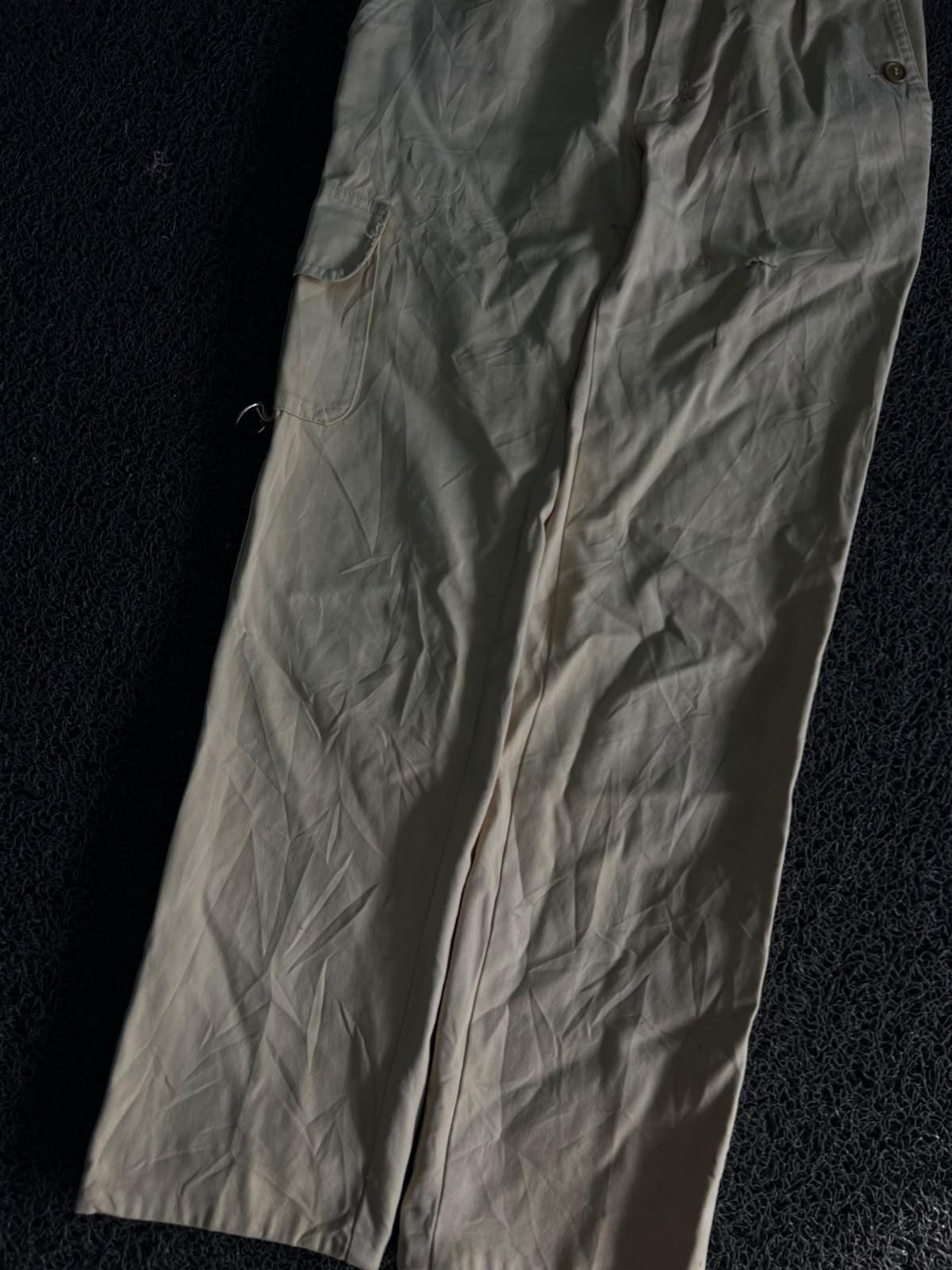 Vintage Cream Utility Cargo Pants | Wide Leg Workwear Jeans