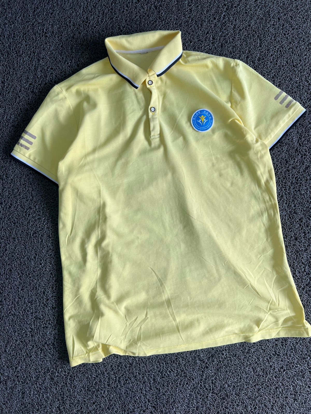 Vintage Yellow Polo Collar T-Shirt | Classic Embroidered Logo Short Sleeve Tee